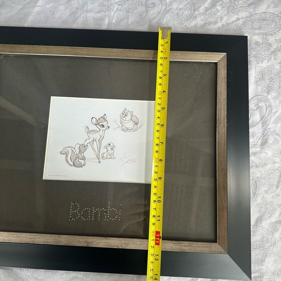 Framed Bambi Sketch Art with Swarovski crystals Disney collectible lithograph - Picture 3 of 8
